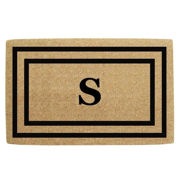 Nedia Home Nedia Home O2182S 36 x 72 in. Thin Double Picture Frame Heavy Duty Coir Door Mat; Monogrammed S - Black O2182S